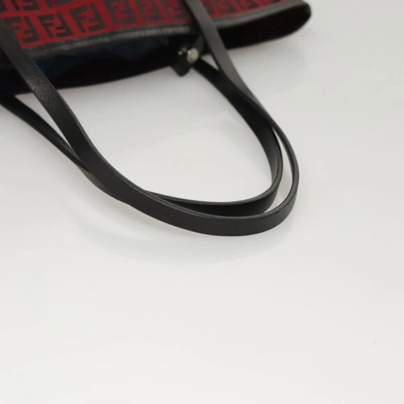 FENDI Zucchino Canvas Hand Bag Red Silver - Picture 9 of 15